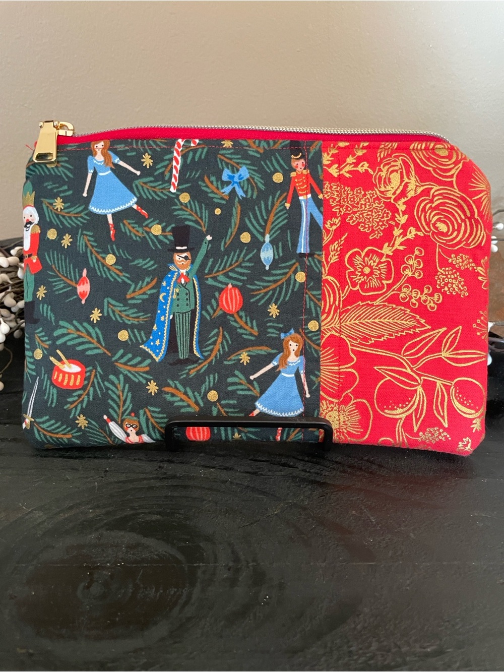 NEW Rifle Paper Co. Nutcracker Print Fabric Zip Pouch - 9”x6”